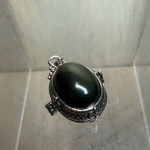 Silver Sheen Obsidian Crystal Stone “Poison” Necklace Pendant Secret Compartment